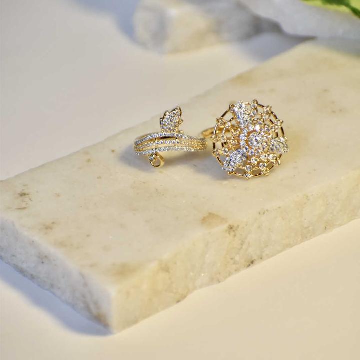 Golden Blossom Duo Ring Set