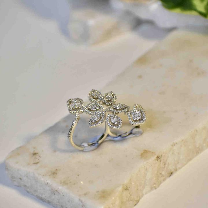 Diamond Blossom Cluster Ring