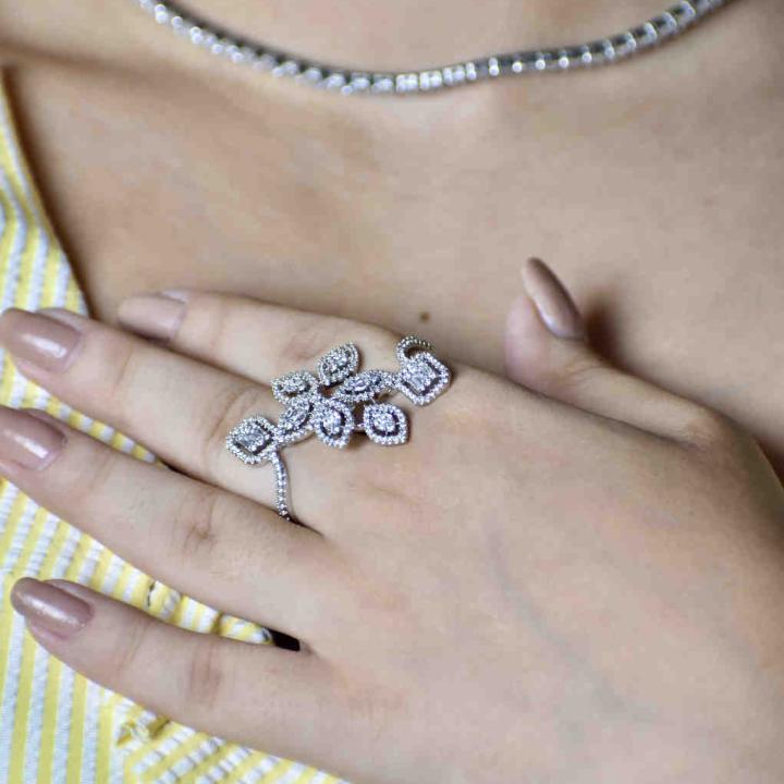 Diamond Blossom Cluster Ring