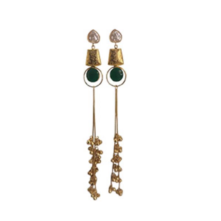 Emerald Drape Tassel Earrings