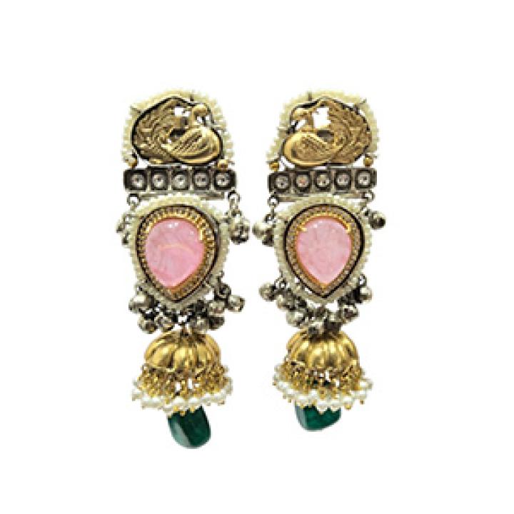 Peacock Motif Jhumka Earrings