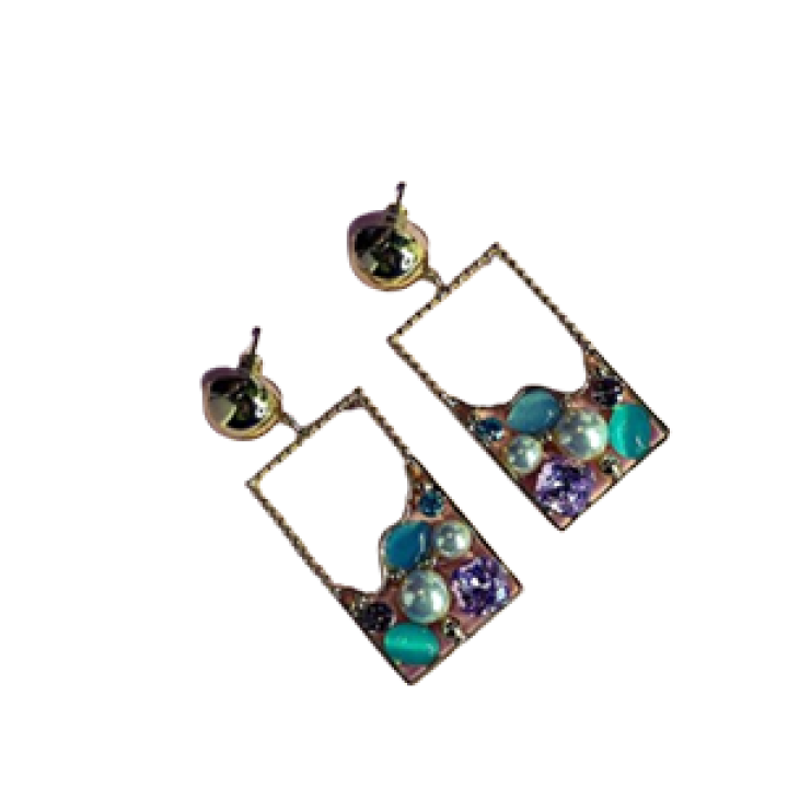 Aqua Bloom Frame Earrings
