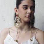 Gold-Plated Kundan Long Drop Earrings