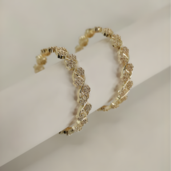 Silver Leaf-Cut Baguette CZ Bangles