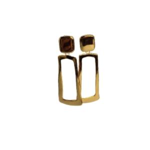 Golden Minimalist Open-Frame Statement Earrings