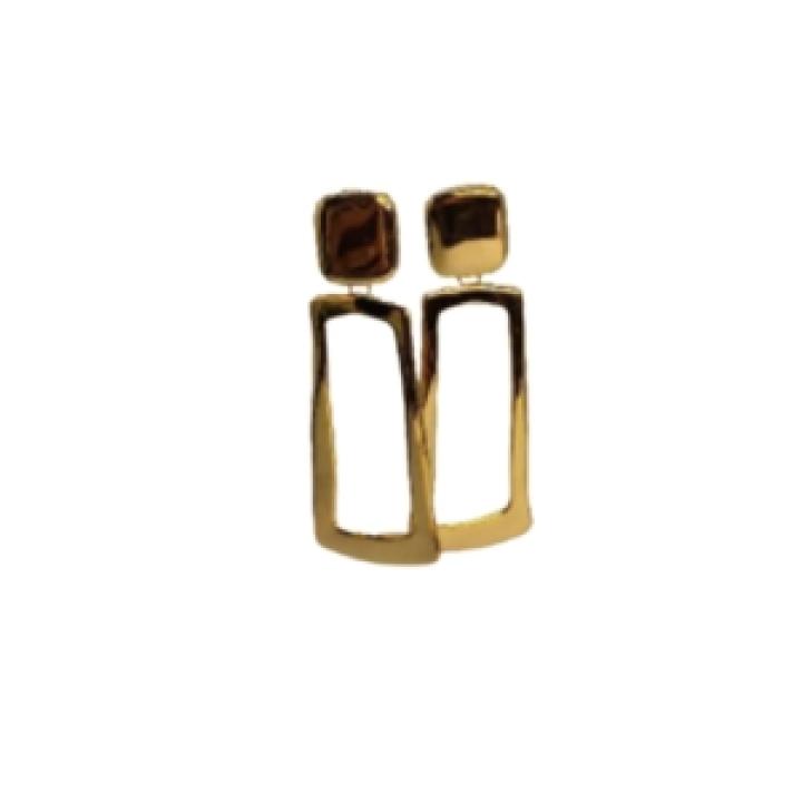 Golden Minimalist Open-Frame Statement Earrings