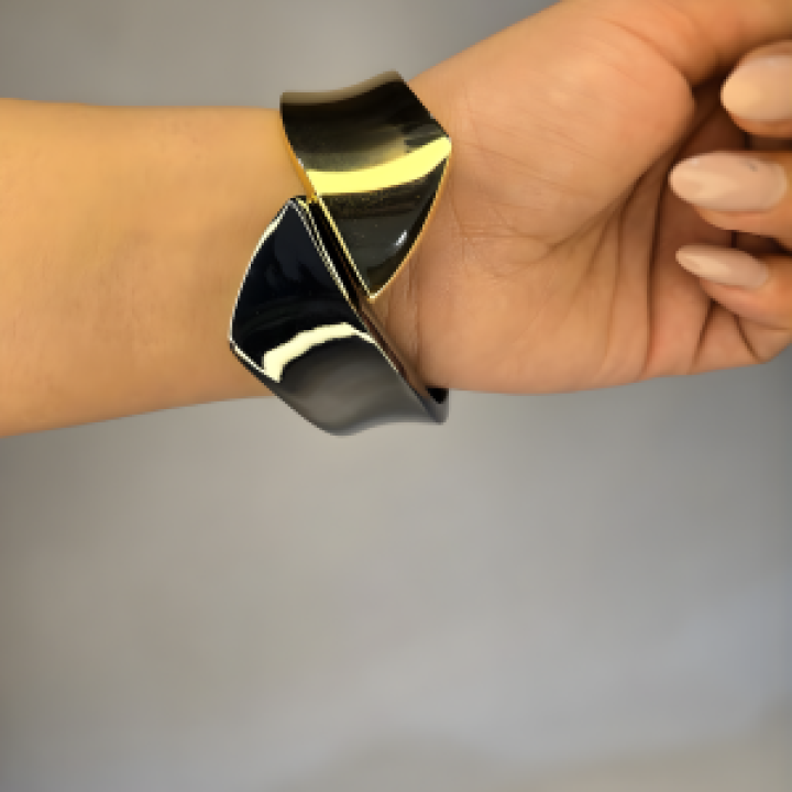 Bold Wave Metallic Cuff Bracelet