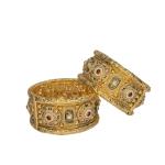 Royal Antique Gold Kundan Work Kada Bangles