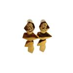 Golden Sculpted Abstract Drop Earrings