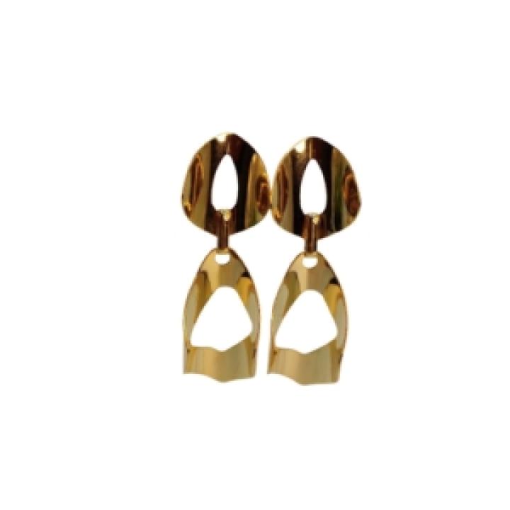 Golden Sculpted Abstract Drop Earrings