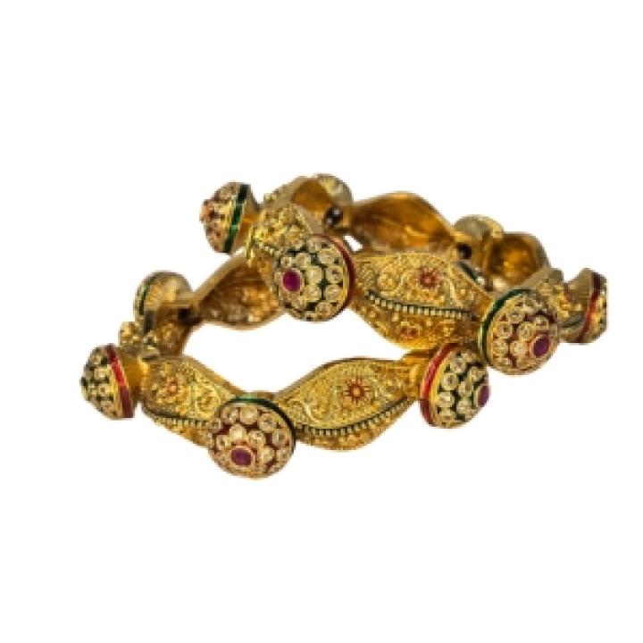 Kundan and Ruby Gold Bangles