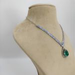 Emerald Teardrop Silver Set