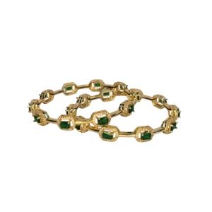 Emerald Elegance Gold Bangles
