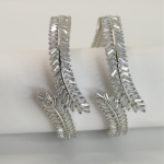 Silver Leaf-Cut Baguette CZ Bangles