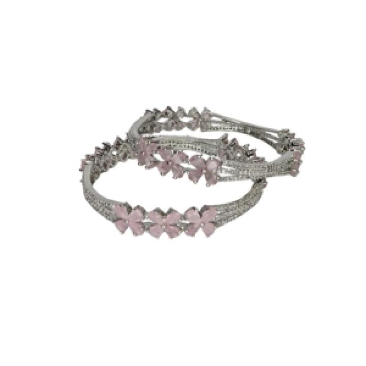 Blush Bloom Silver Bangles
