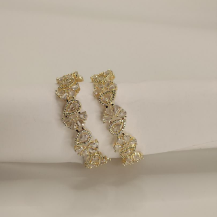 Pear-Cut Floral Cluster Gold Bangles