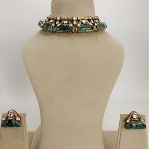 Emerald Elegance Kundan Choker Set