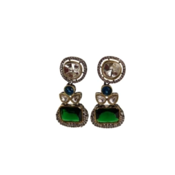 Emerald Royale Kundan Drop Earrings