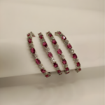 Silver Ruby Oval Stone CZ Bangles