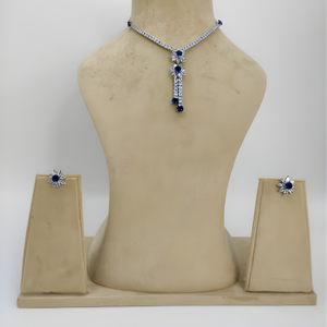 Sapphire Drop Silver Set