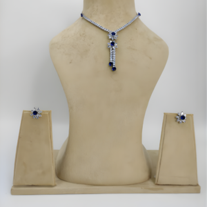 Sapphire Drop Silver Set