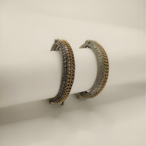 Dual-Tone Antique Diamond-Cut Bangles