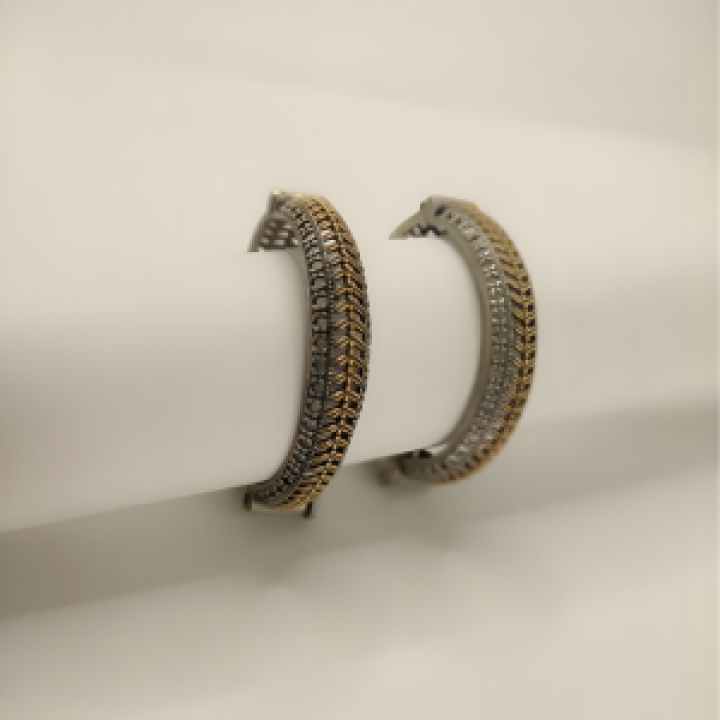 Dual-Tone Antique Diamond-Cut Bangles