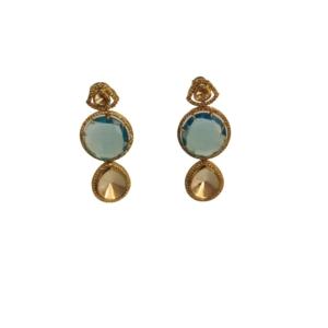 Aqua Glow Dual-Stone Drop Earrings