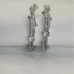 Silver Curved Leaf CZ Bangles