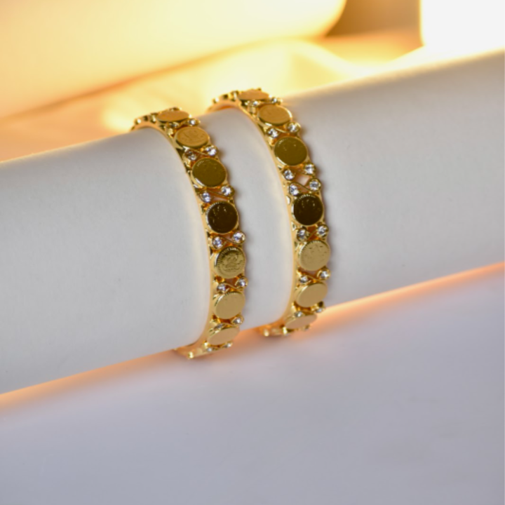 Gold-Plated Stone Bangles