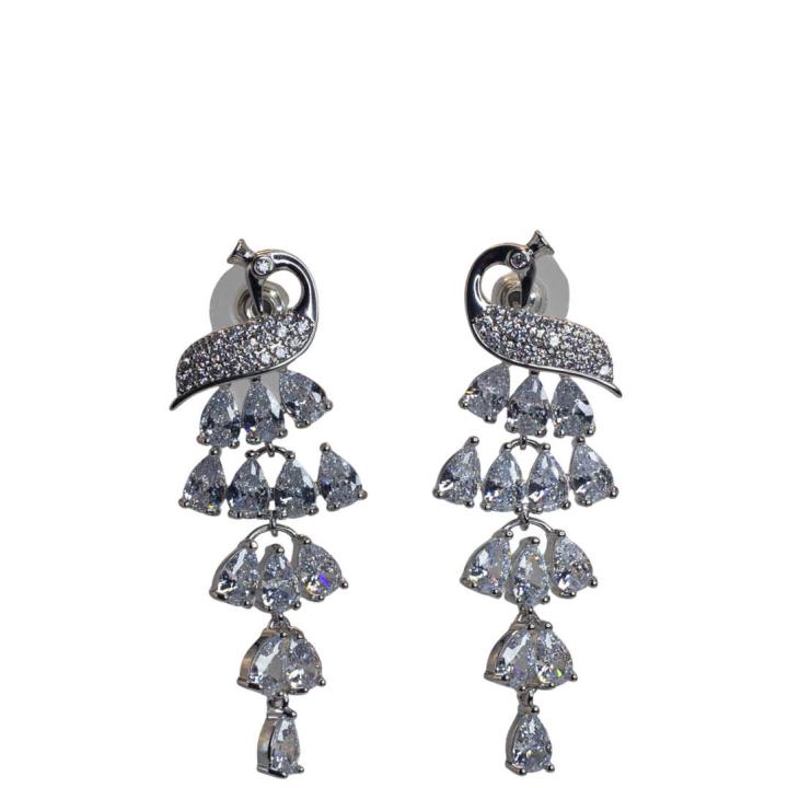 Sparkling Peacock-Inspired Drop Earrings