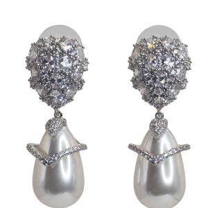 Luxury Pearl and Diamond Drop Earrings