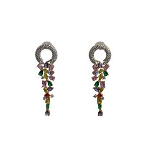 Multi-Colored Crystal Drop Earrings