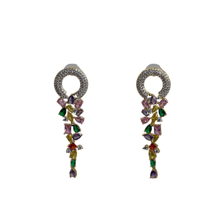 Multi-Colored Crystal Drop Earrings