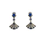 Elegant Sapphire and Diamond Fan Drop Earrings