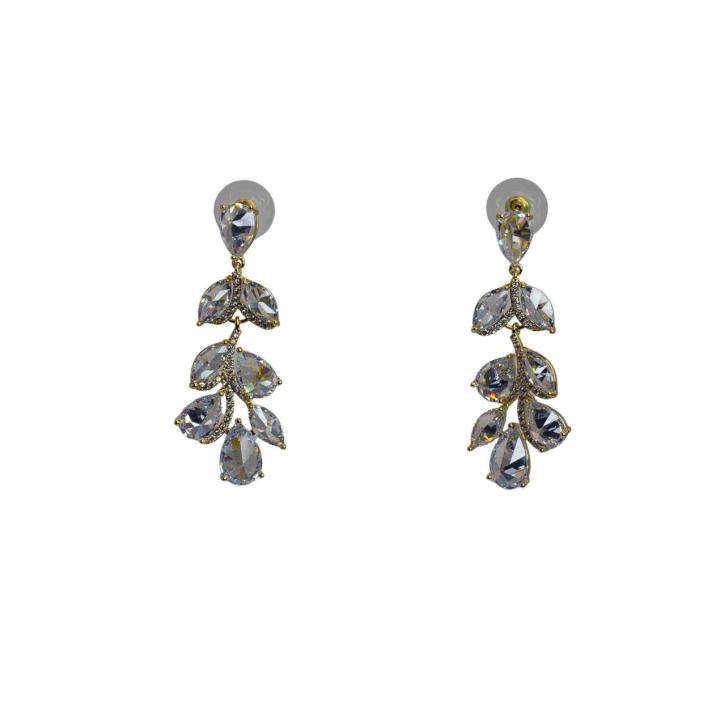 Elegant Crystal Leaf Drop Earrings