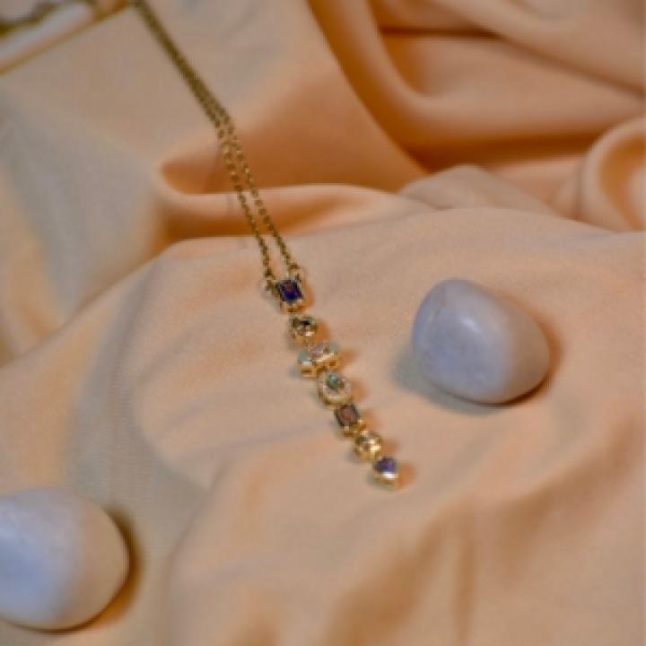Multistone Drop Pendant Necklace
