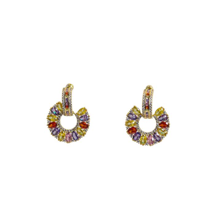 Colorful Gemstone Hoop Earrings