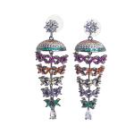 Vibrant Multi-Colored Butterfly Drop Earrings