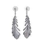 Elegant Silver Feather Drop Earrings