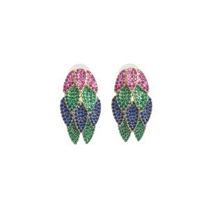 Tricolor Leaf Cascade Earrings