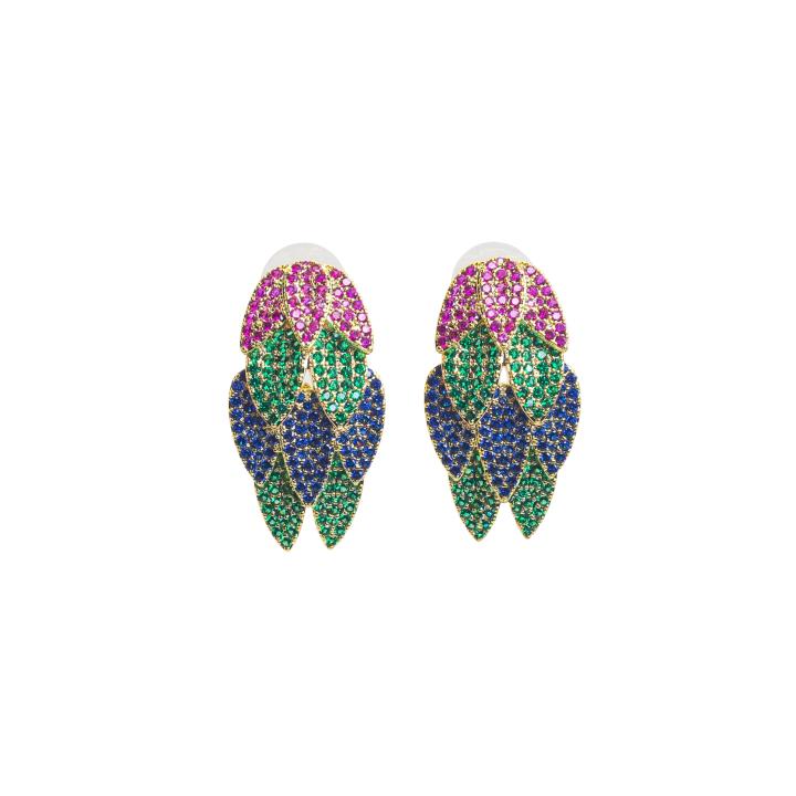 Tricolor Leaf Cascade Earrings