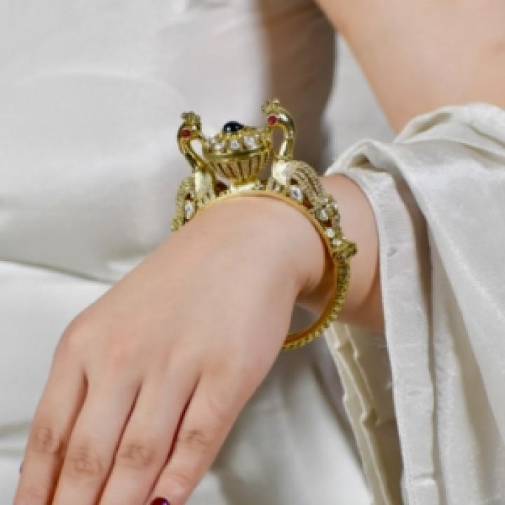 Peacock Desgin Gold Kada