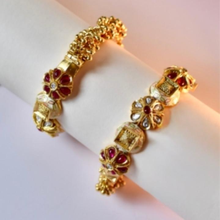 Antique Floral Gold Kada