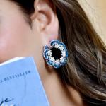 Blue Floral Stud Earrings